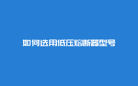 怎样选用低压熔断器型号__必博Bibo手艺_第1张