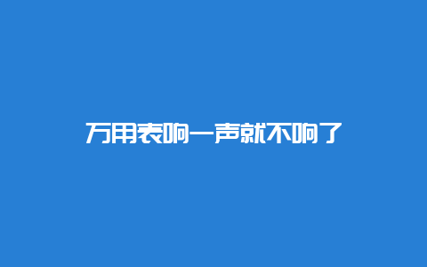 万用表响一声就不响了__必博Bibo手艺_第1张