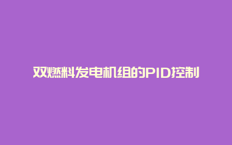 双燃料发电机组的PID控制__必博Bibo手艺_第1张