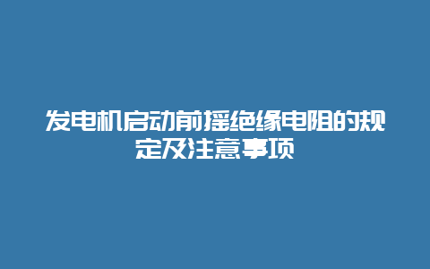 发电机启动前摇绝缘电阻的划定及注重事项__必博Bibo手艺_第1张